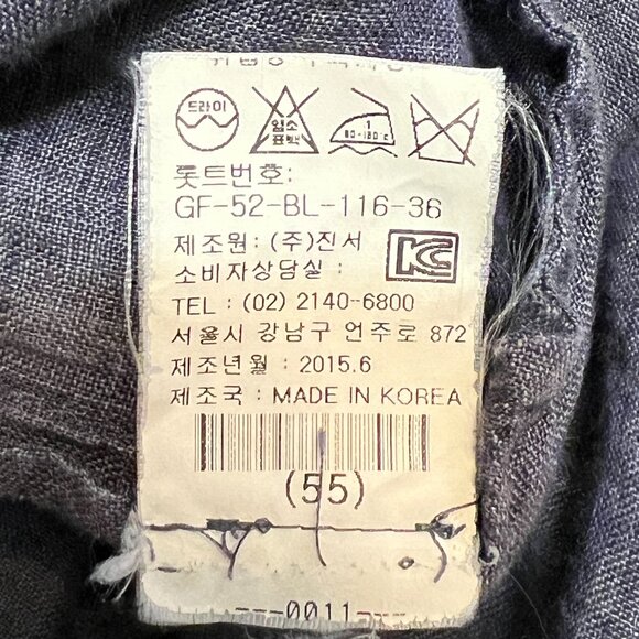 G.Botticelli 100% Linen M Tunic Dress Navy Gray Button Front 3/4 Sleeve Zip - Picture 10 of 13